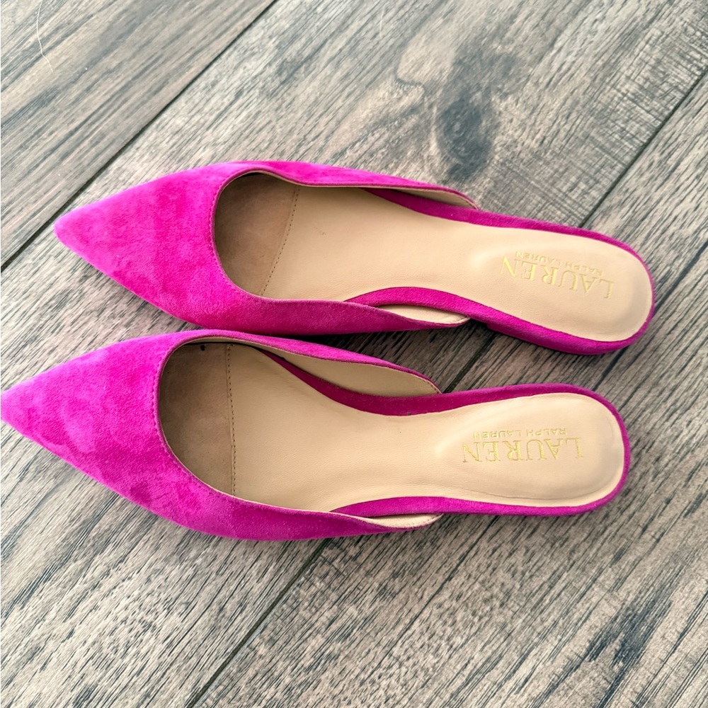 Ralph Lauren  Women's Londyn Fuchsia  Suede Mule Ballet - Picture 6 of 6